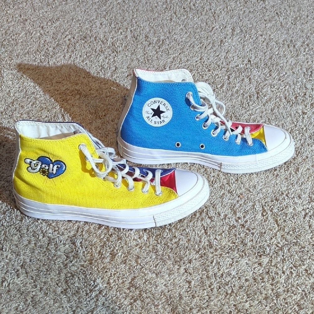 Converse Pink and Blue High-Top Sneakers Classic Canvas Style - Picture 3 of 9